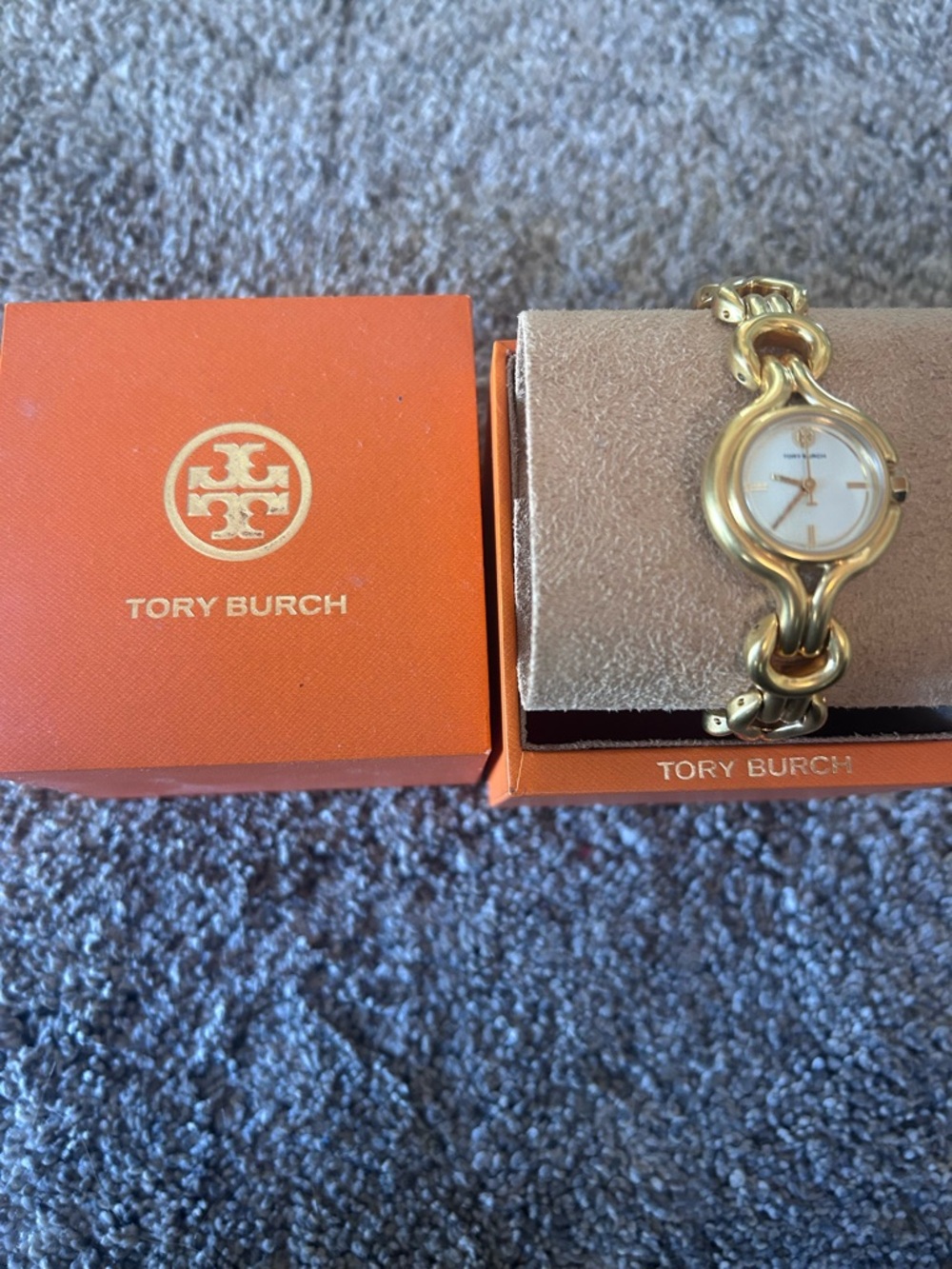 Tory Burch Gold-Tone Link Bracelet Watch with White Dial - Picture 2 of 6
